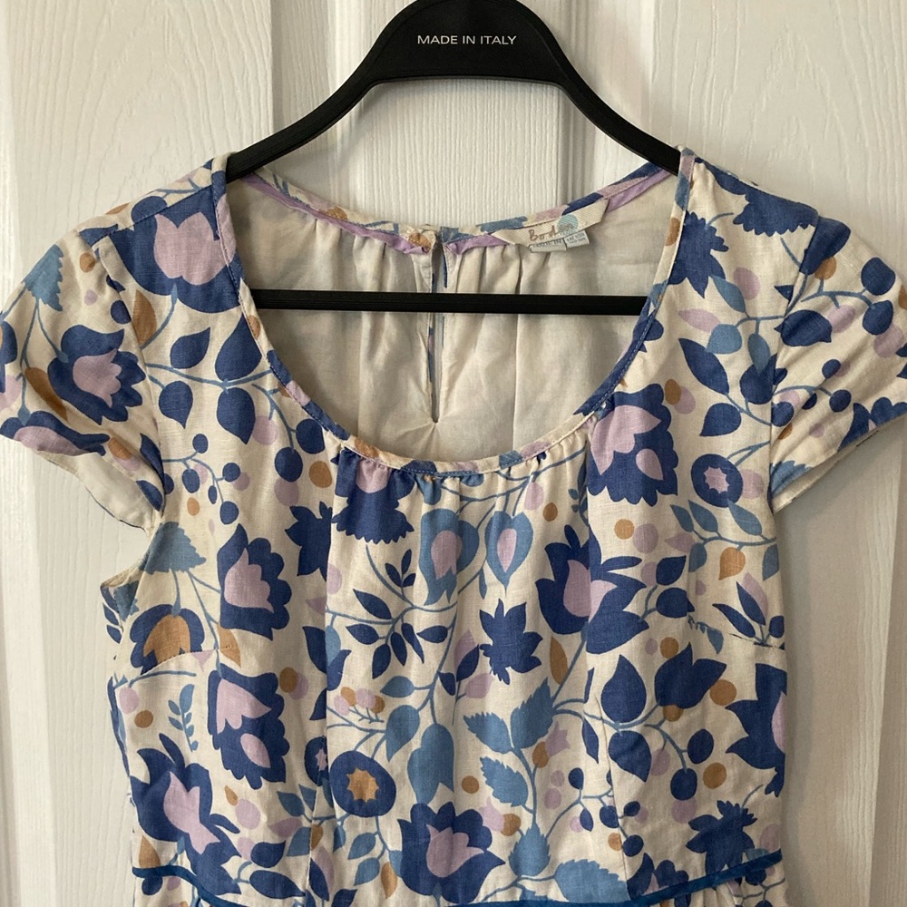 Boden Linen Floral Cap Sleeve Spring Dress Sz 6 - Picture 5 of 7